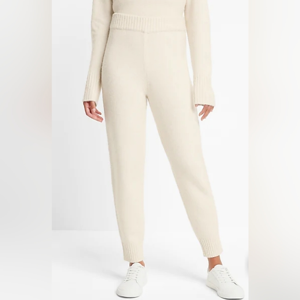 Express Off-White Knit Joggers